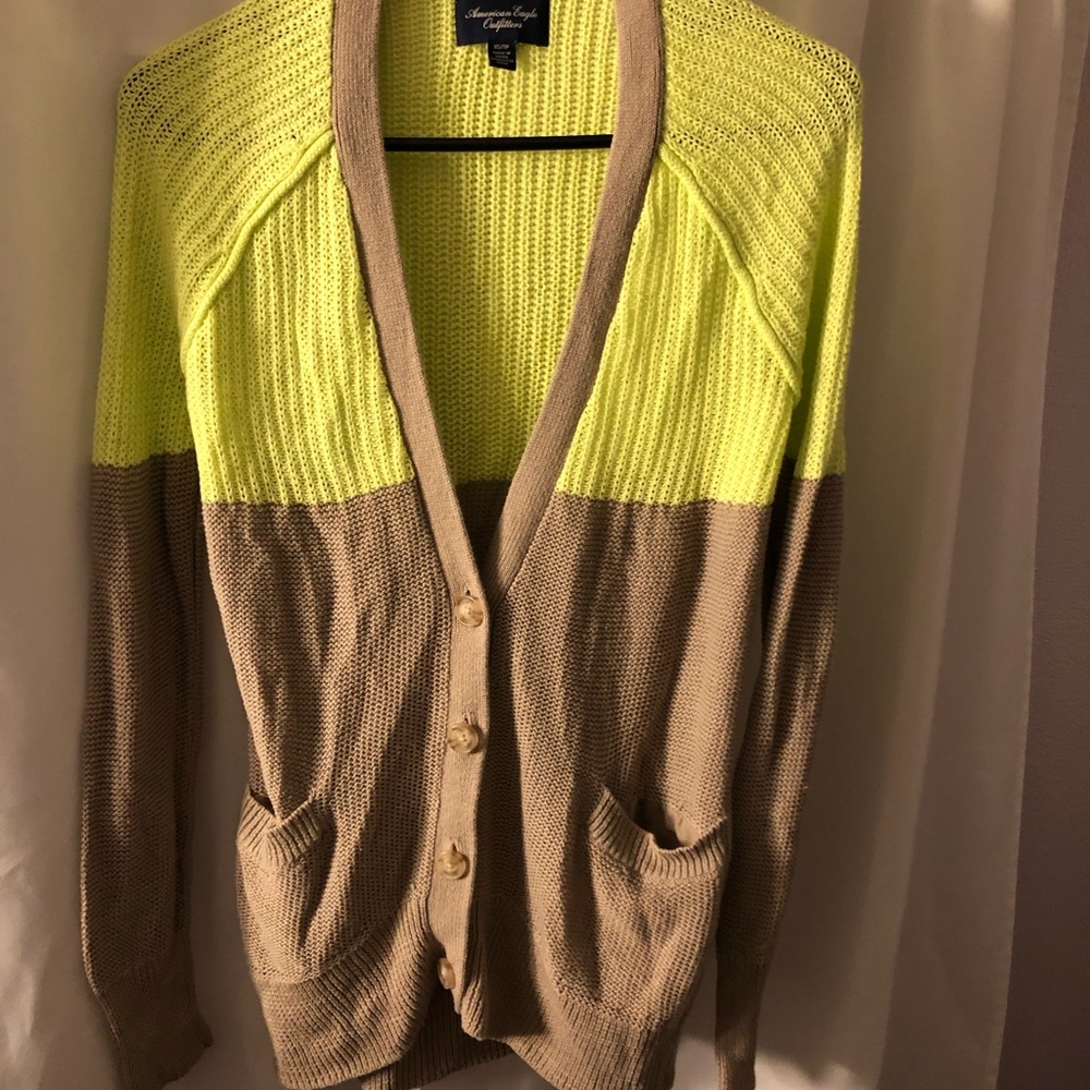 American Eagle yellow and tan XS cardigan